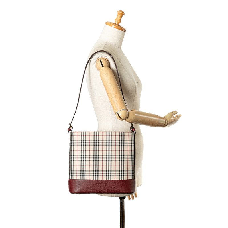 Burberry Nova Check Canvas Leather Shoulder Bag in Very Good Condition