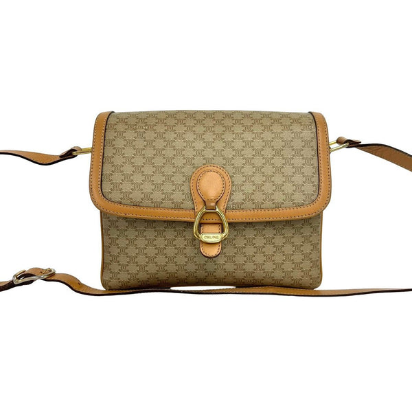 CELINE Macadam Blazon Logo Leather Shoulder Bag