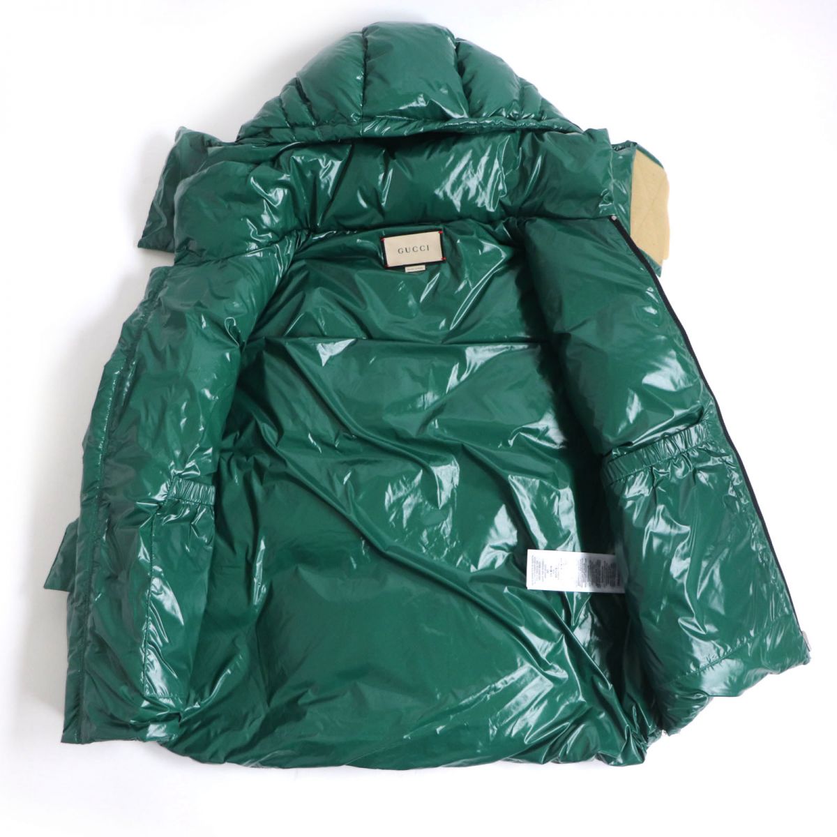 Gucci Interlocking G Patch Hooded Down Vest Green