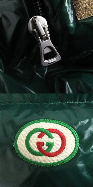 Gucci Interlocking G Patch Hooded Down Vest Green