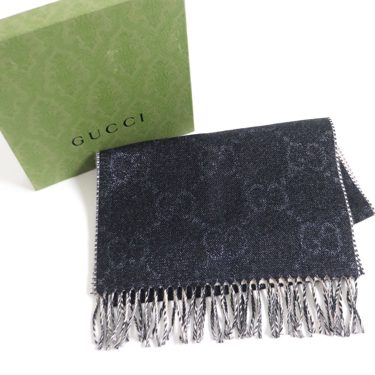 GUCCI GG Metallic Wool Jacquard Scarf