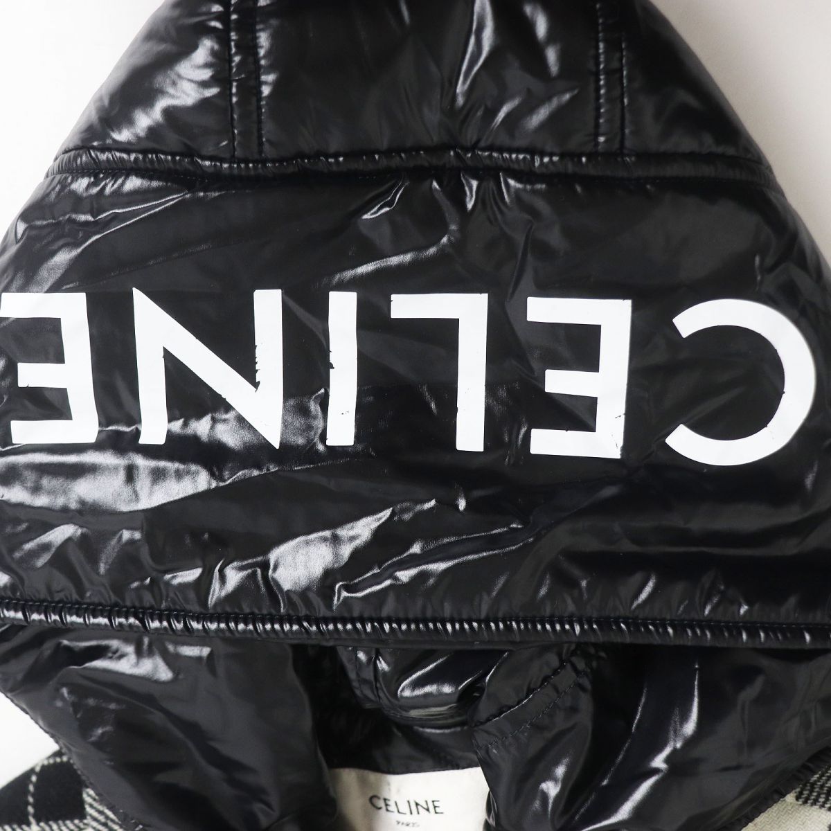 Celine Check Hood Logo Flannel Jacket