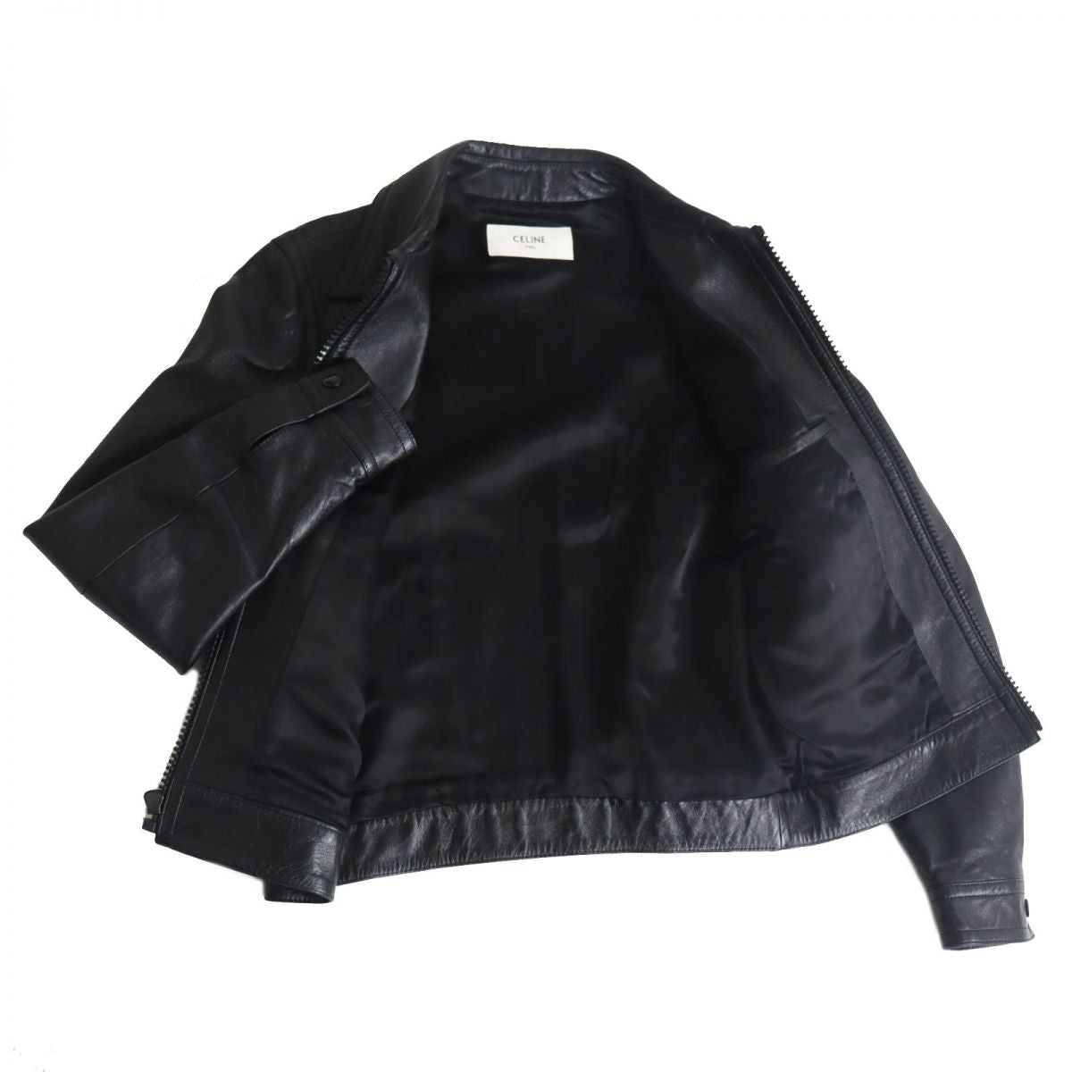 Celine Lambskin Leather Jacket Black 44