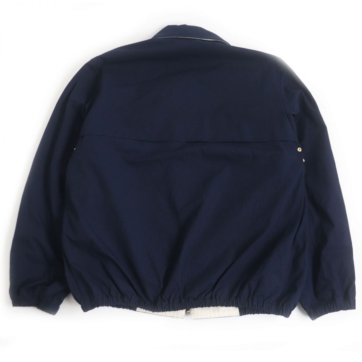 Gucci Logo Patch Cotton Nylon Zip Jacket Navy