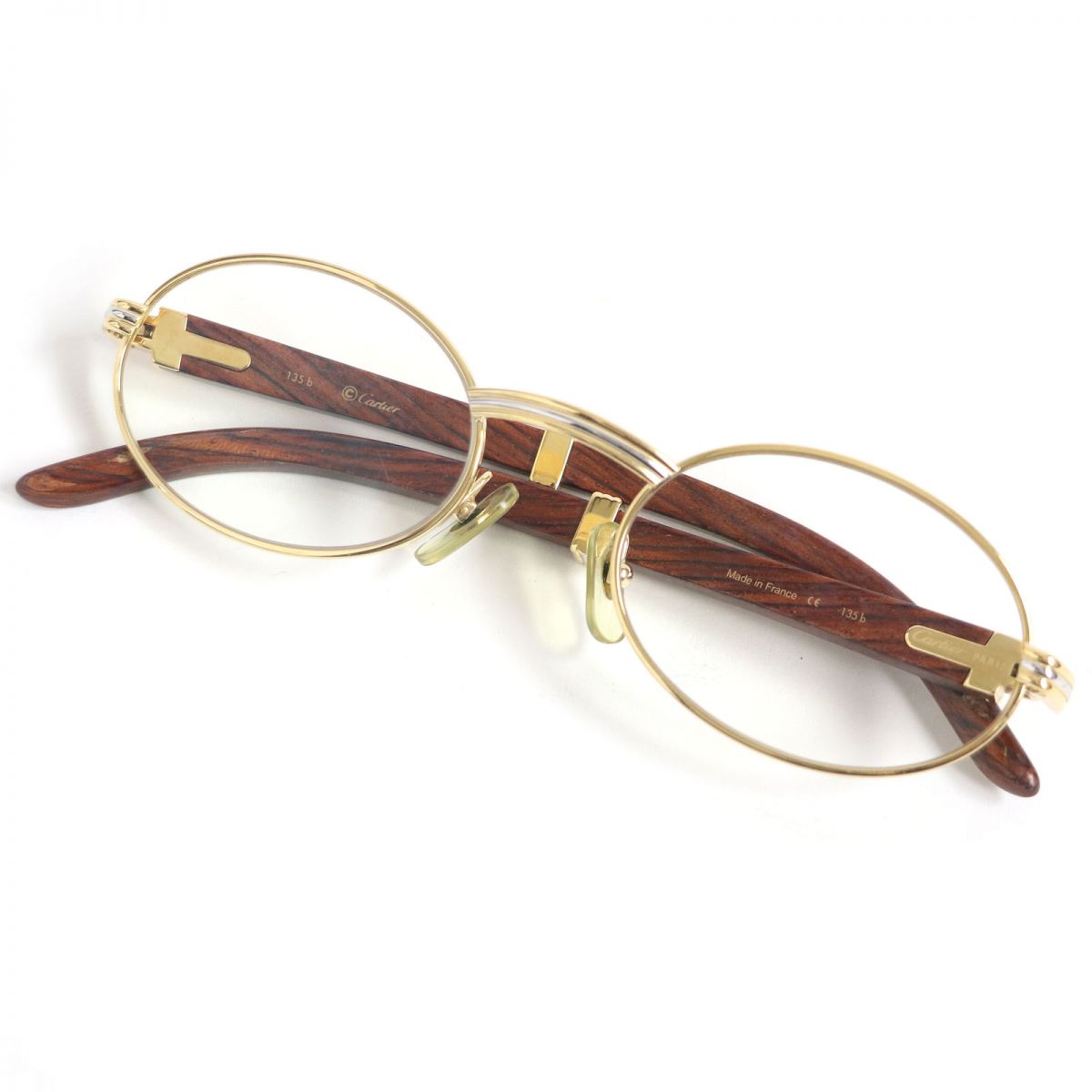 Cartier Trinity Wood Temple Oval Glasses