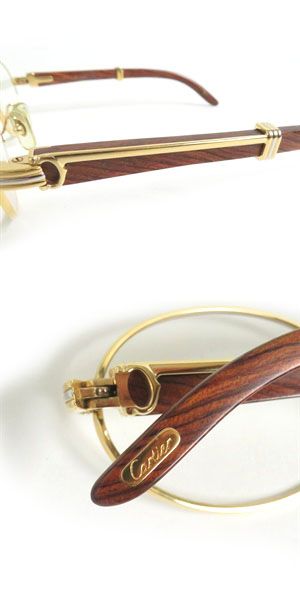 Cartier Trinity Wood Temple Oval Glasses