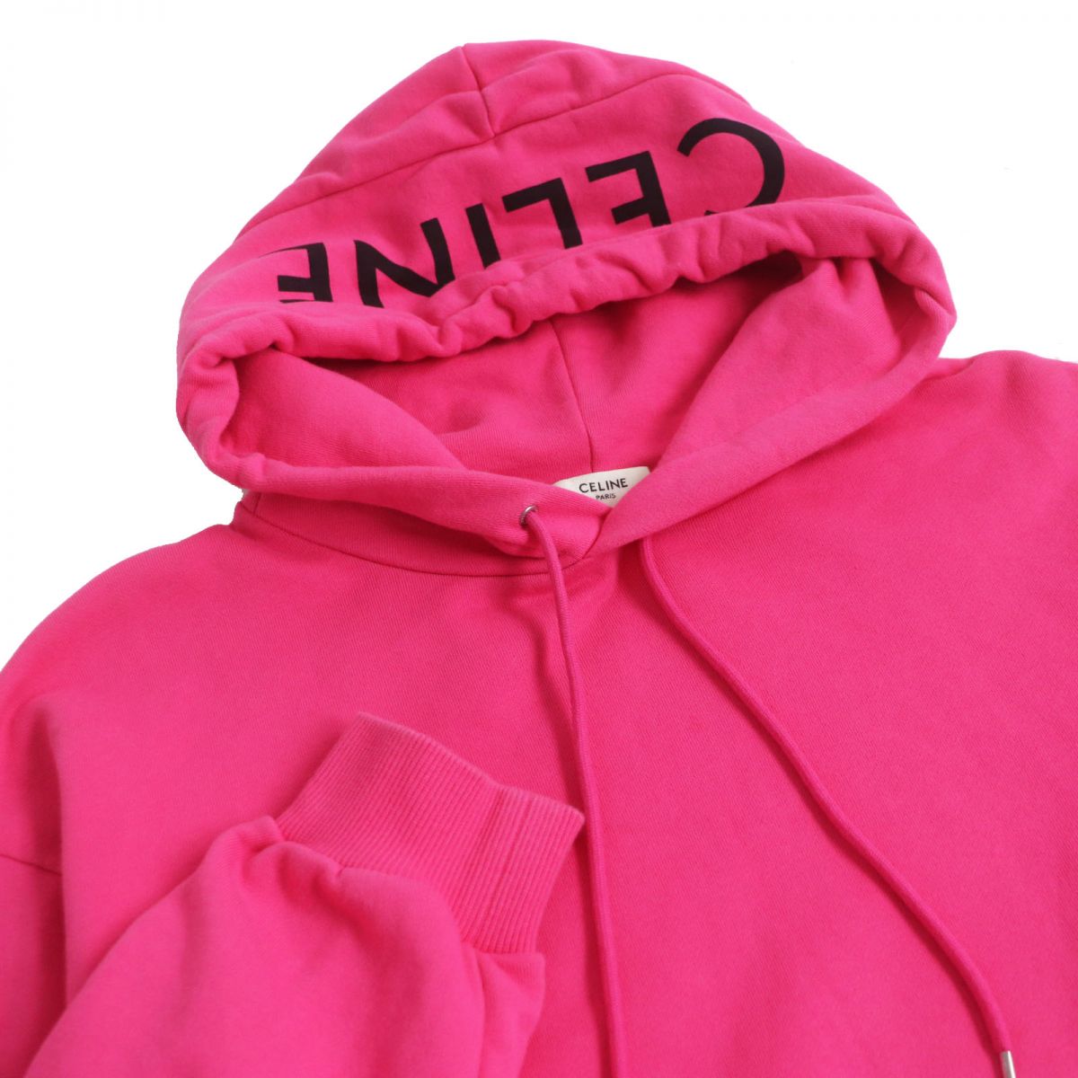 Celine Cotton Hoodie Sweatshirt Pink L