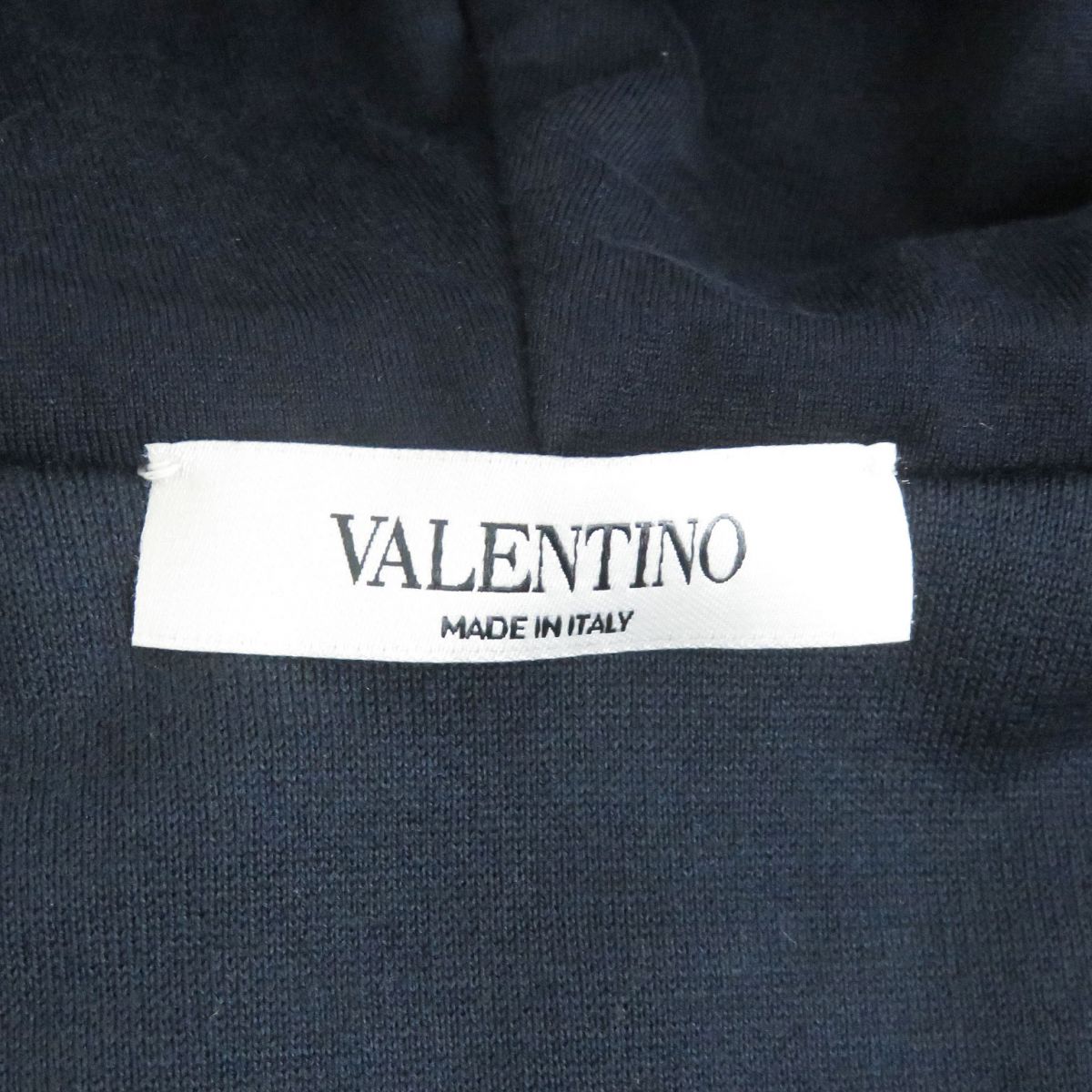 Valentino V Logo Cotton Zip Hoodie Navy XS