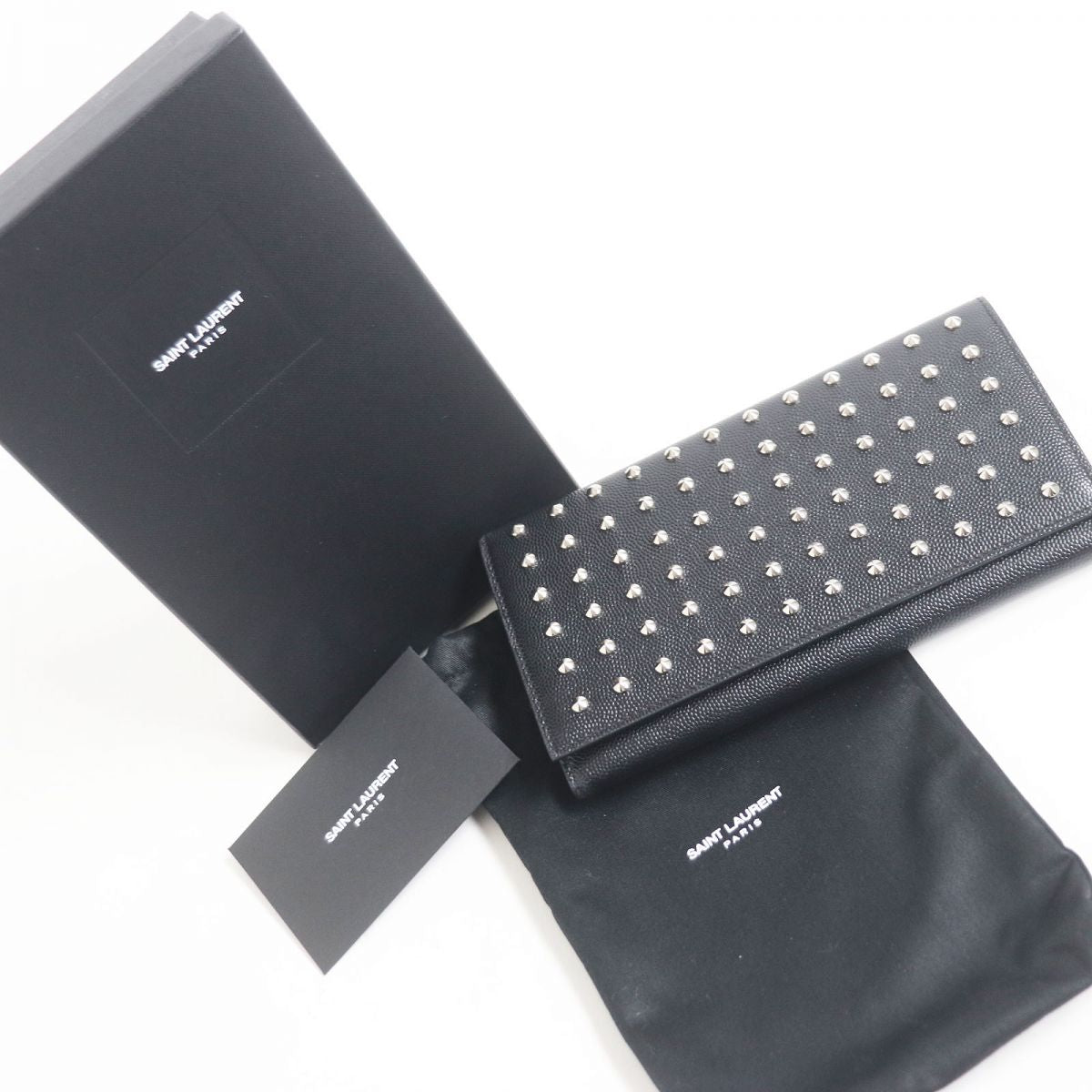 Saint Laurent Studded Leather Bifold Wallet Black