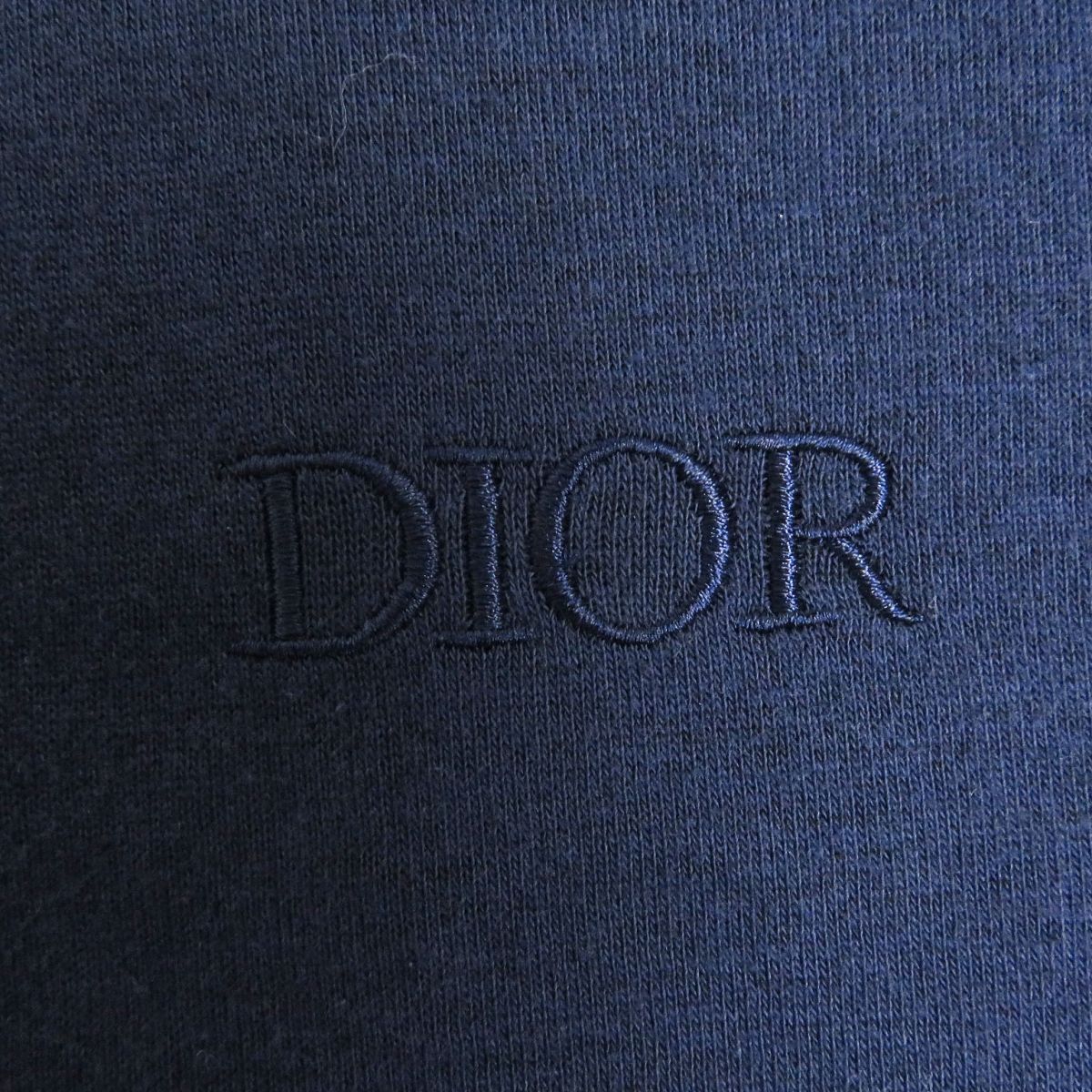 Dior Logo Embroidery Henley Neck Cashmere Blend T-Shirt Navy L