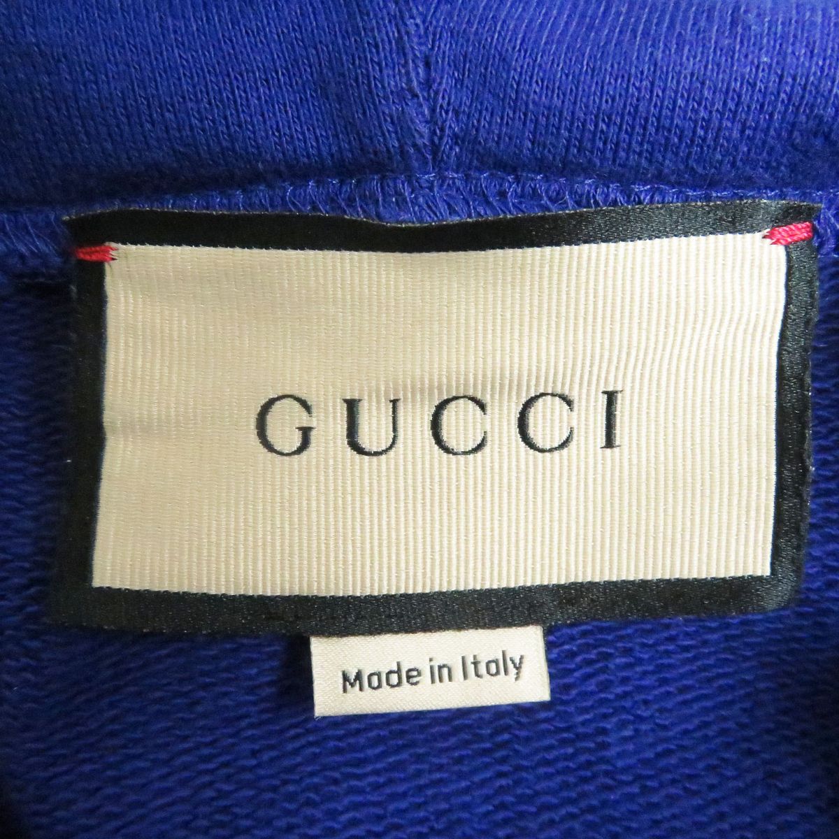 Gucci Logo Print Pullover Hoodie Navy S