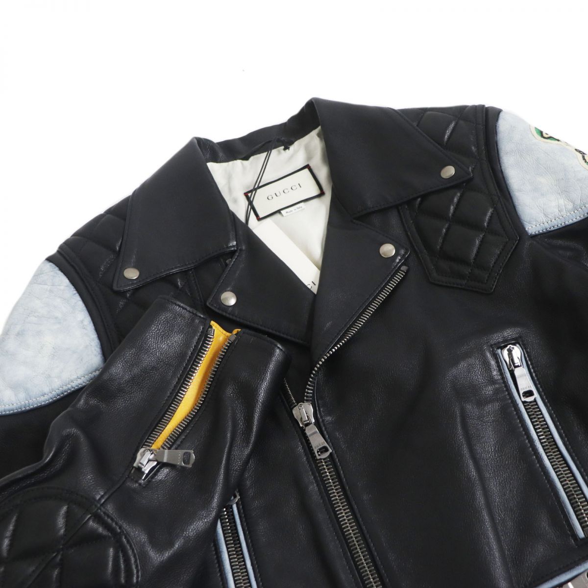 Gucci Skull Motif Leather Rider Jacket Black 48