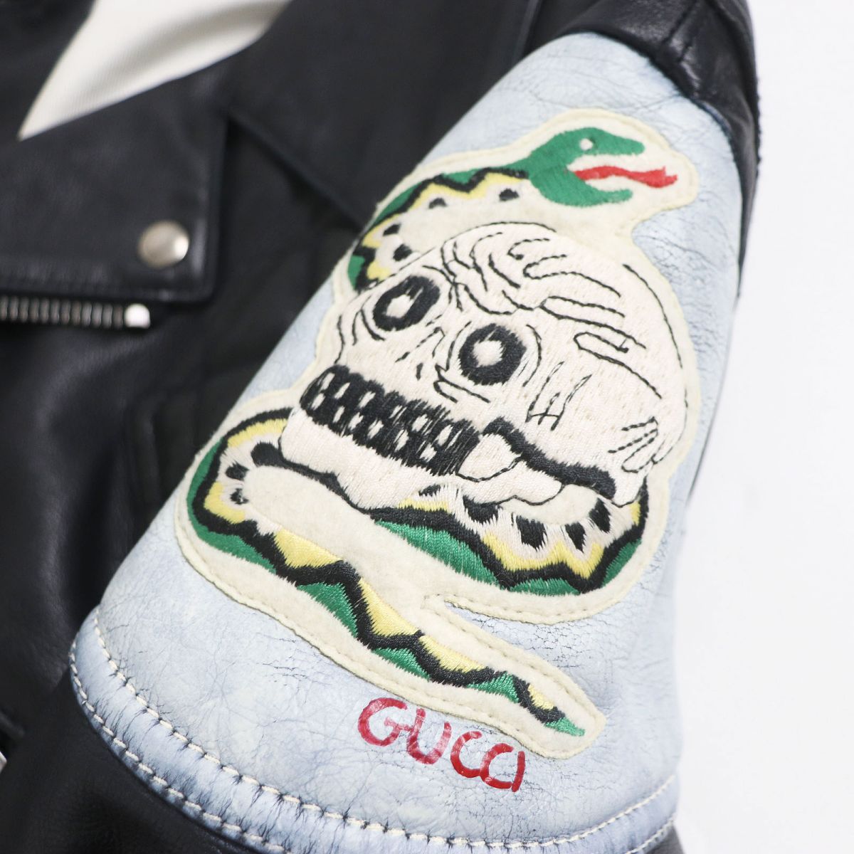 Gucci Skull Motif Leather Rider Jacket Black 48