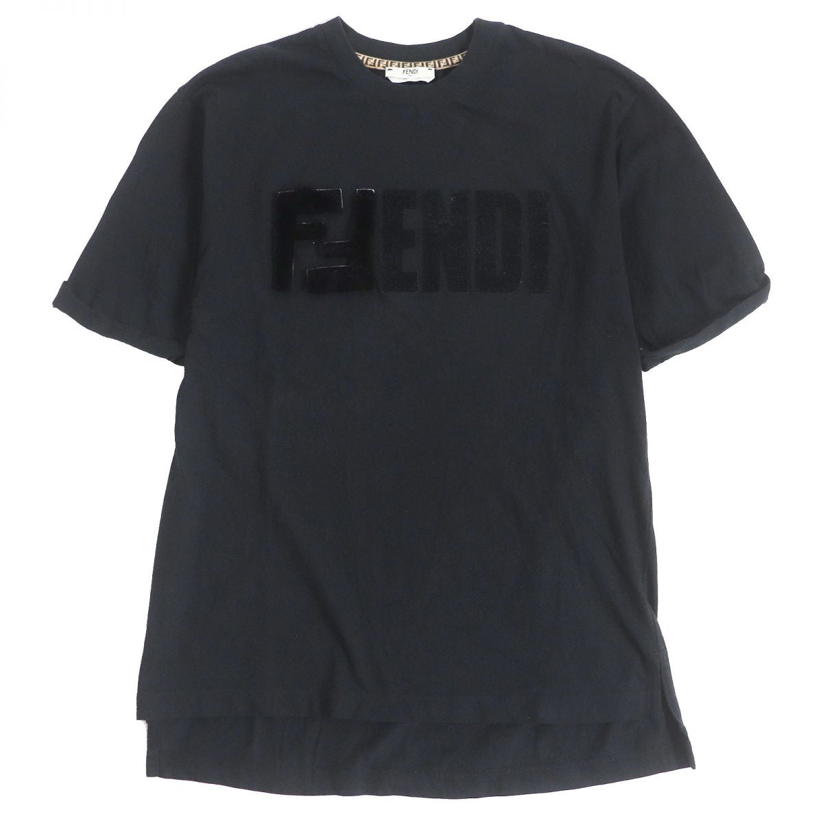 Fendi Mink Fur FF Logo Crew Neck T-Shirt Black XXS