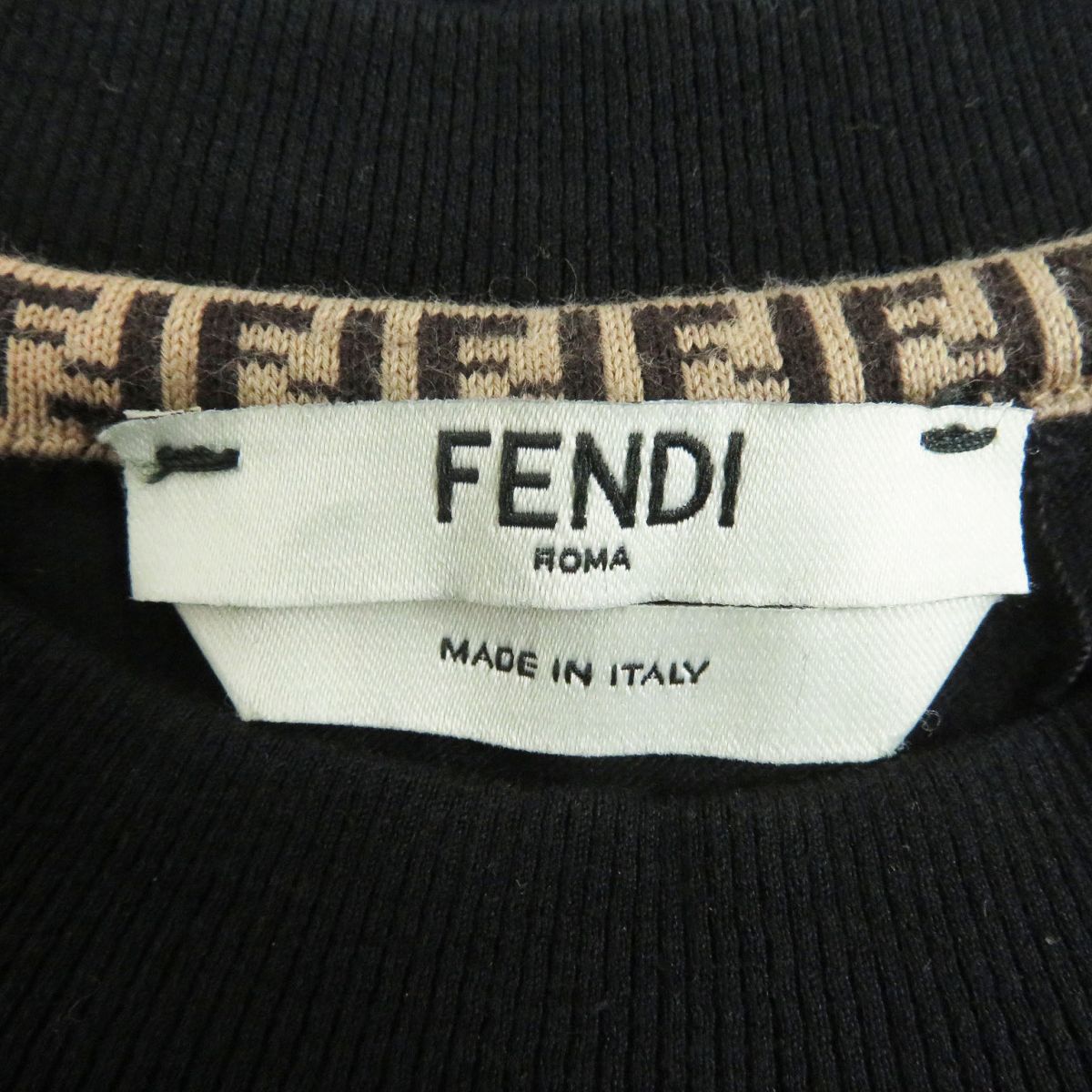 Fendi Mink Fur FF Logo Crew Neck T-Shirt Black XXS