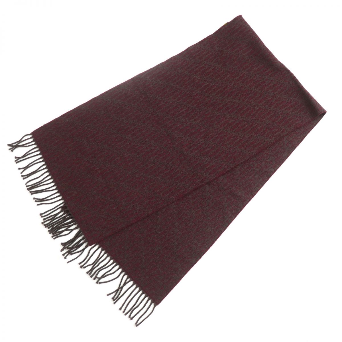 Fendi Wool Fringe Scarf Shawl Brown Bordeaux