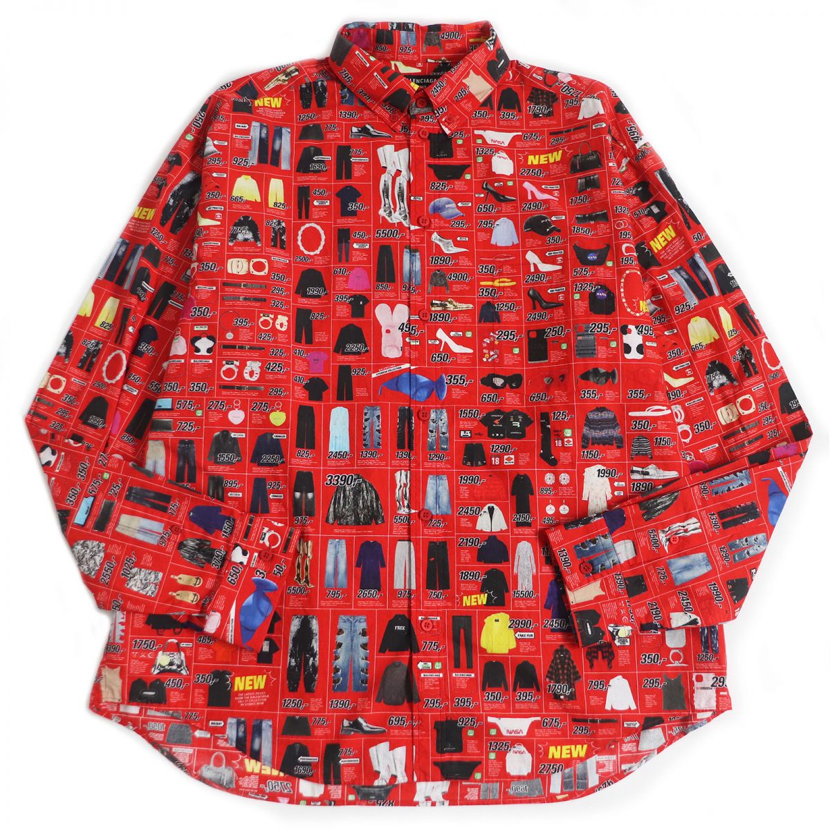 Balenciaga Oversized Long-Sleeve Shirt Red 38