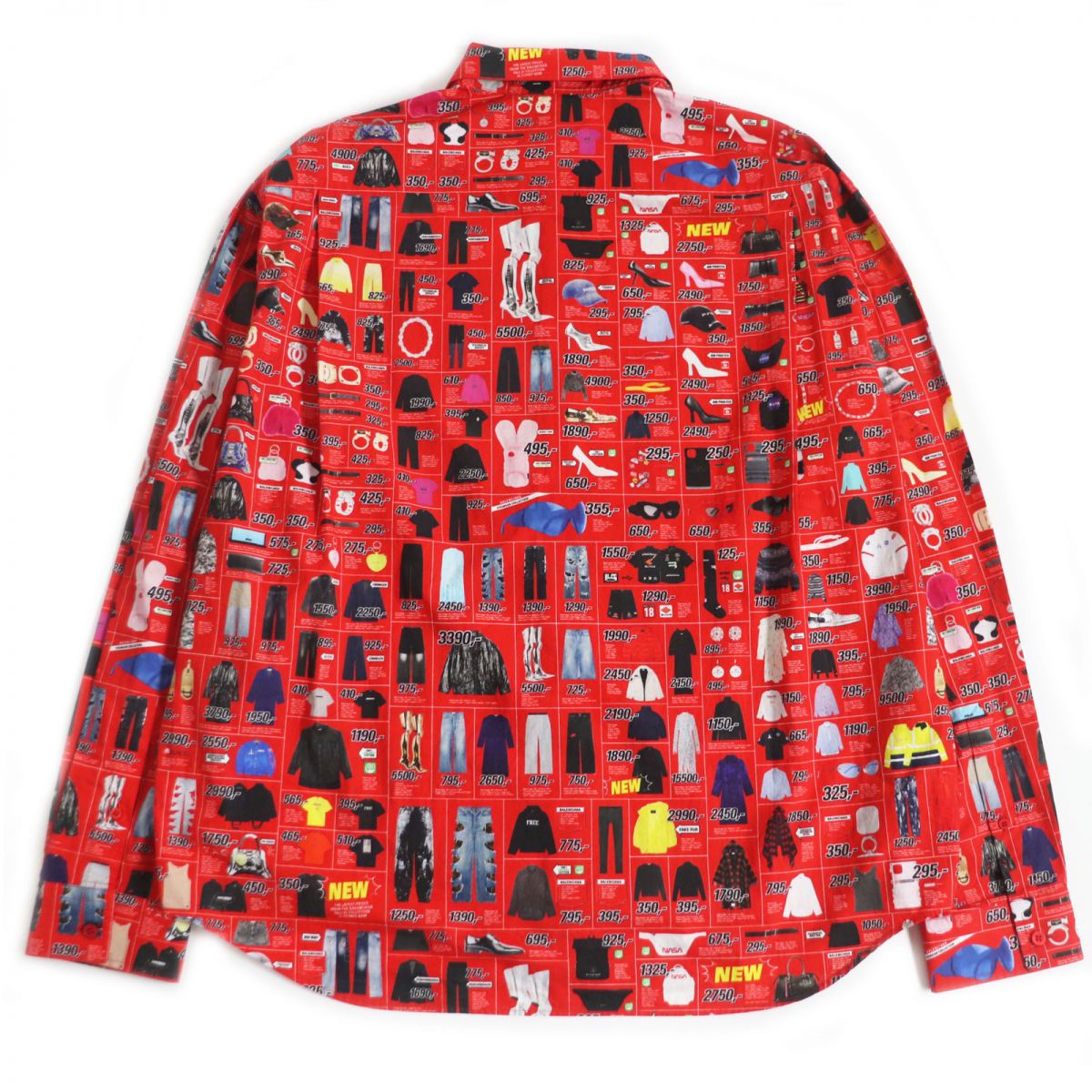 Balenciaga Oversized Long-Sleeve Shirt Red 38