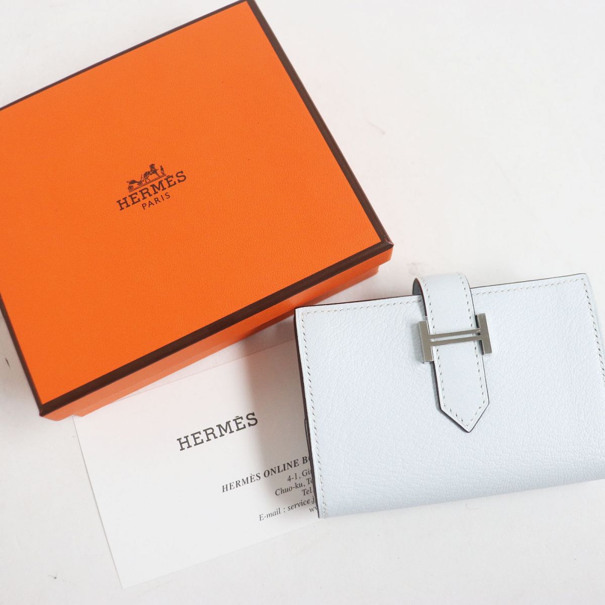 Hermes Bearn Mini H Logo Silver Metal Coin/Card Case