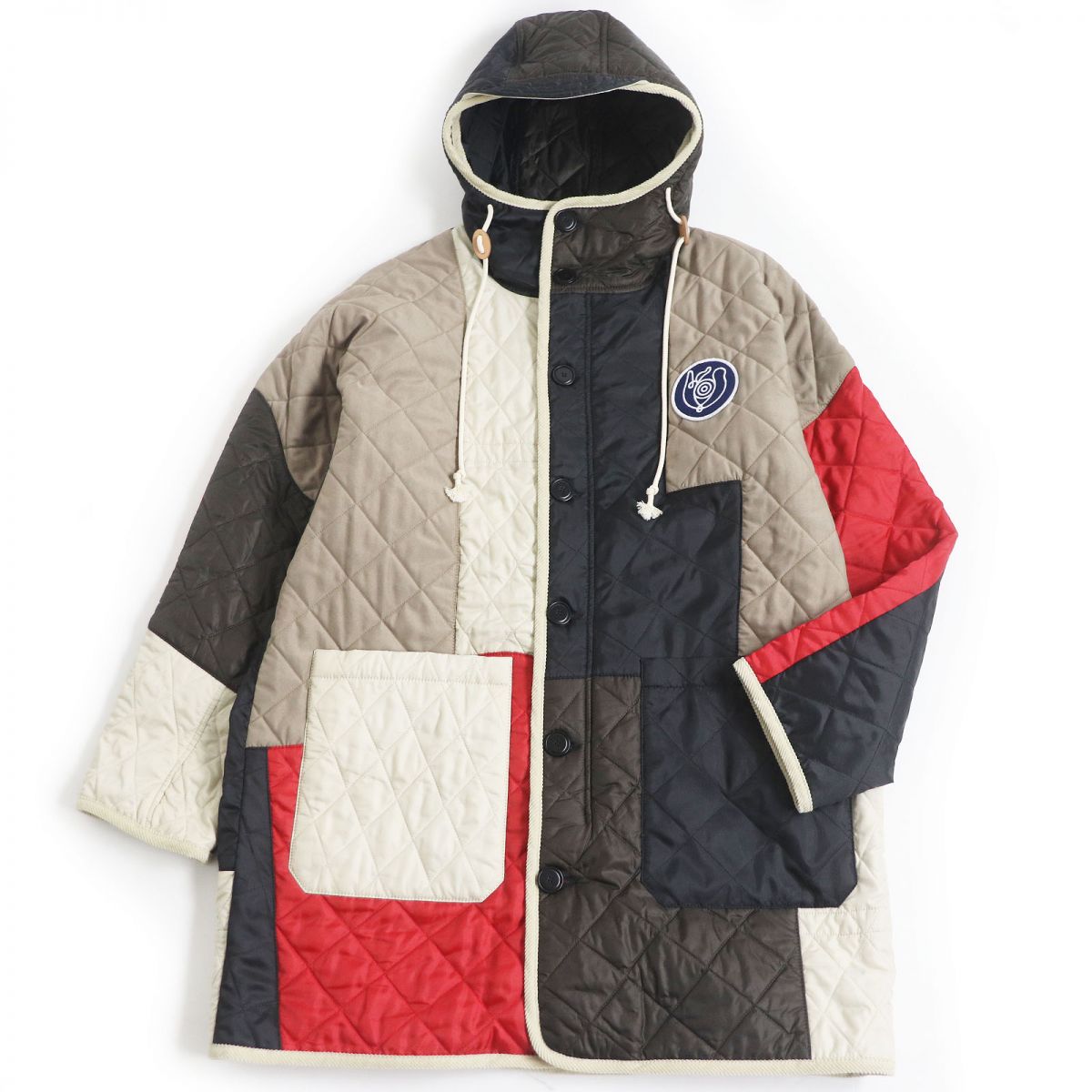 Loewe Upcycled Patchwork Hooded Quilted Coat