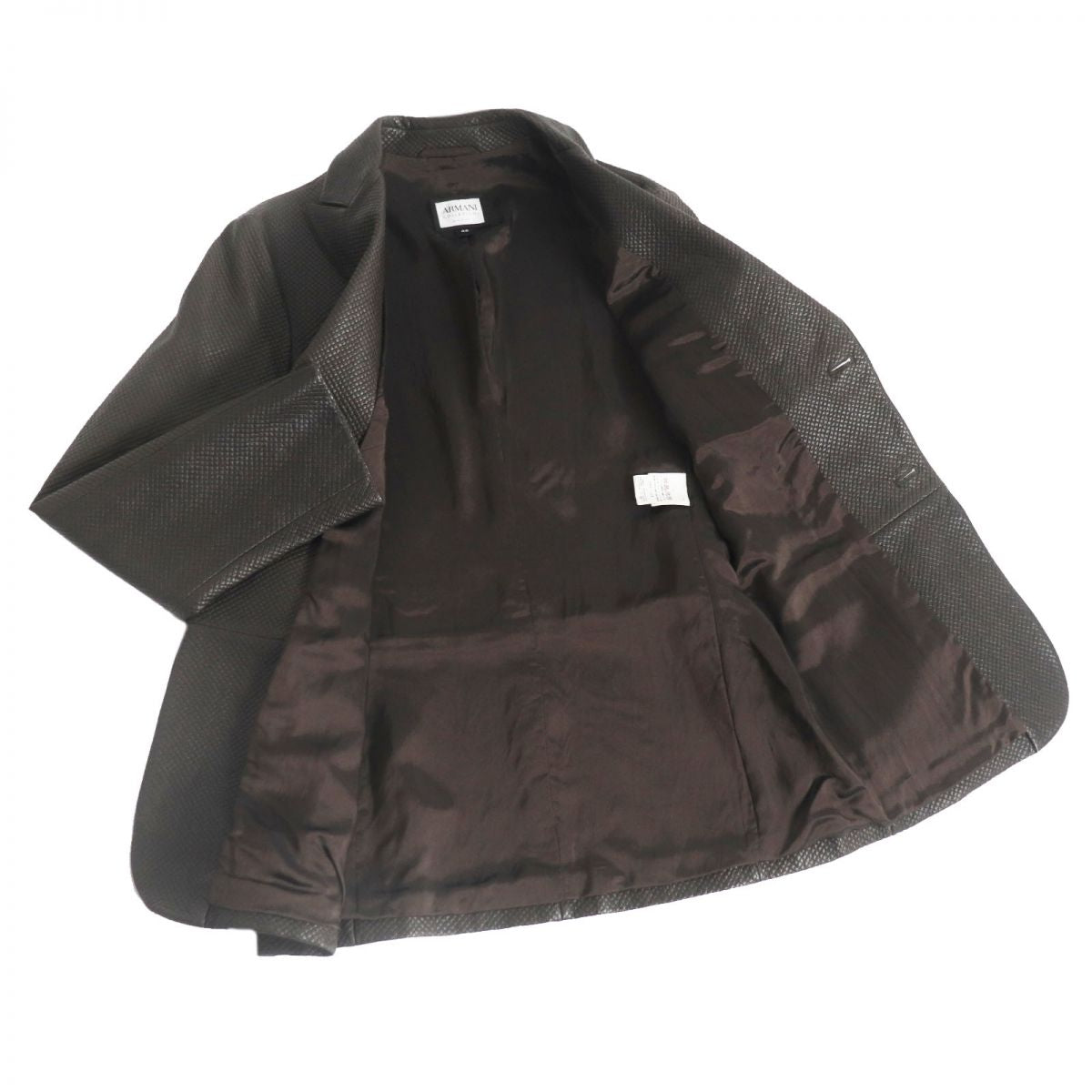 Armani Collezioni Lambskin Quilted Leather Jacket Brown