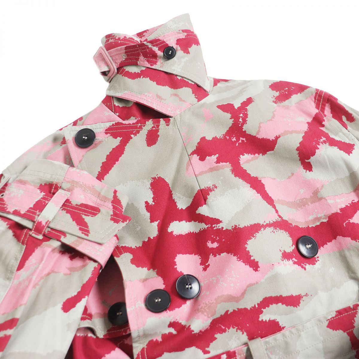 Valentino Camouflage Cotton Trench Coat Khaki