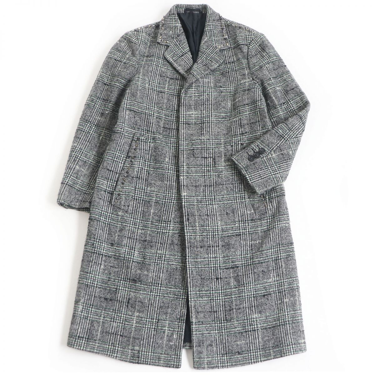 Versace Mohair Alpaca Blend Check Coat Grey 44