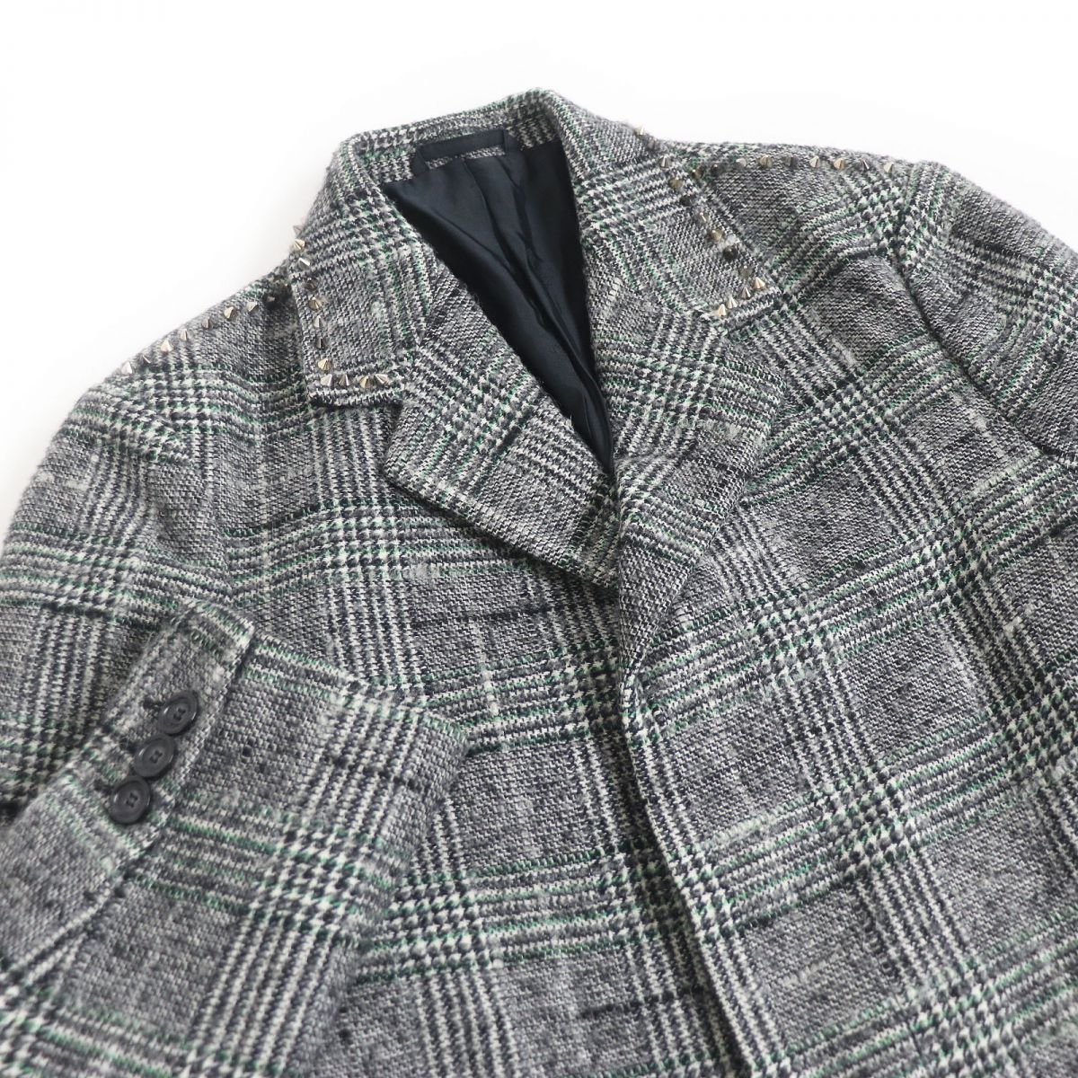 Versace Mohair Alpaca Blend Check Coat Grey 44