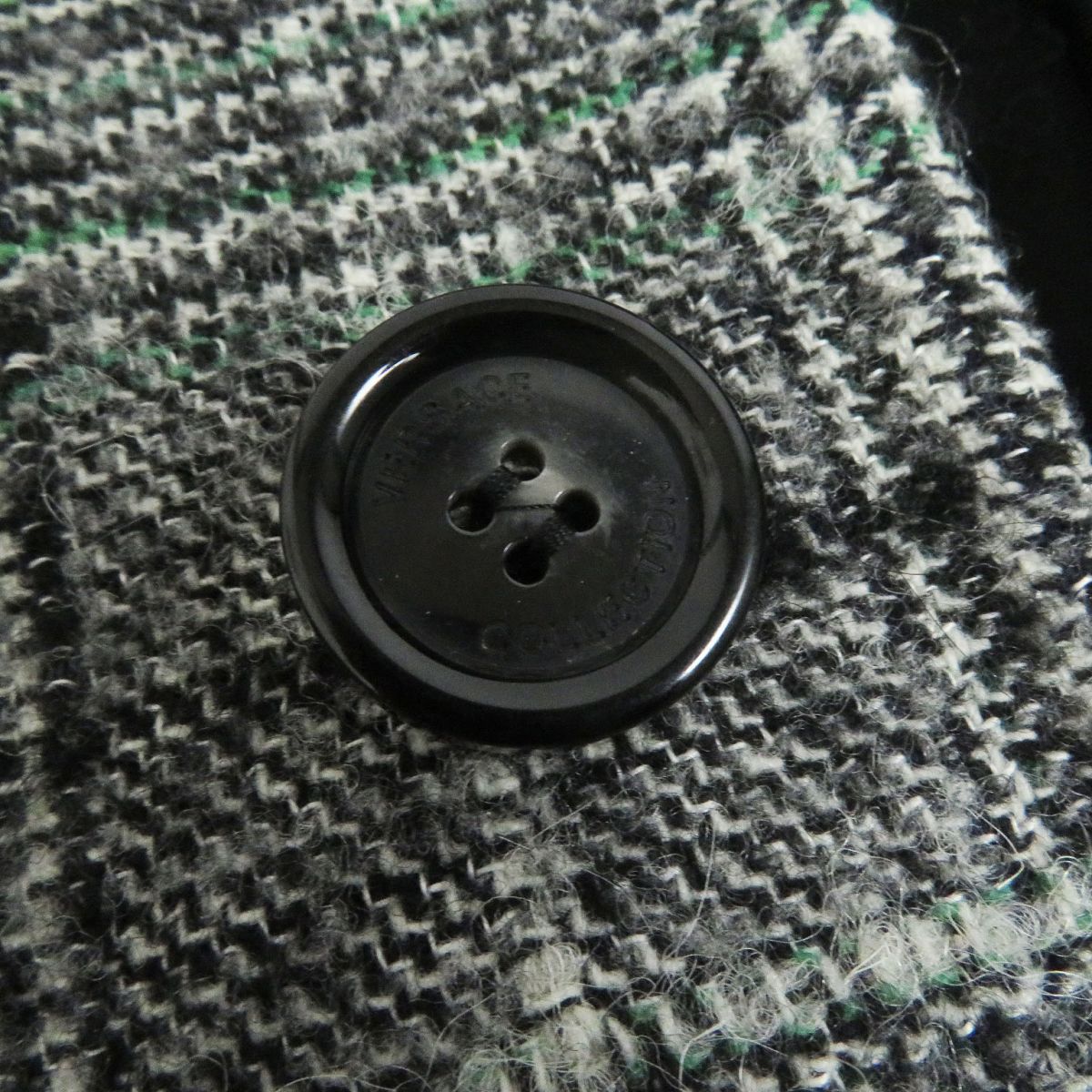 Versace Mohair Alpaca Blend Check Coat Grey 44