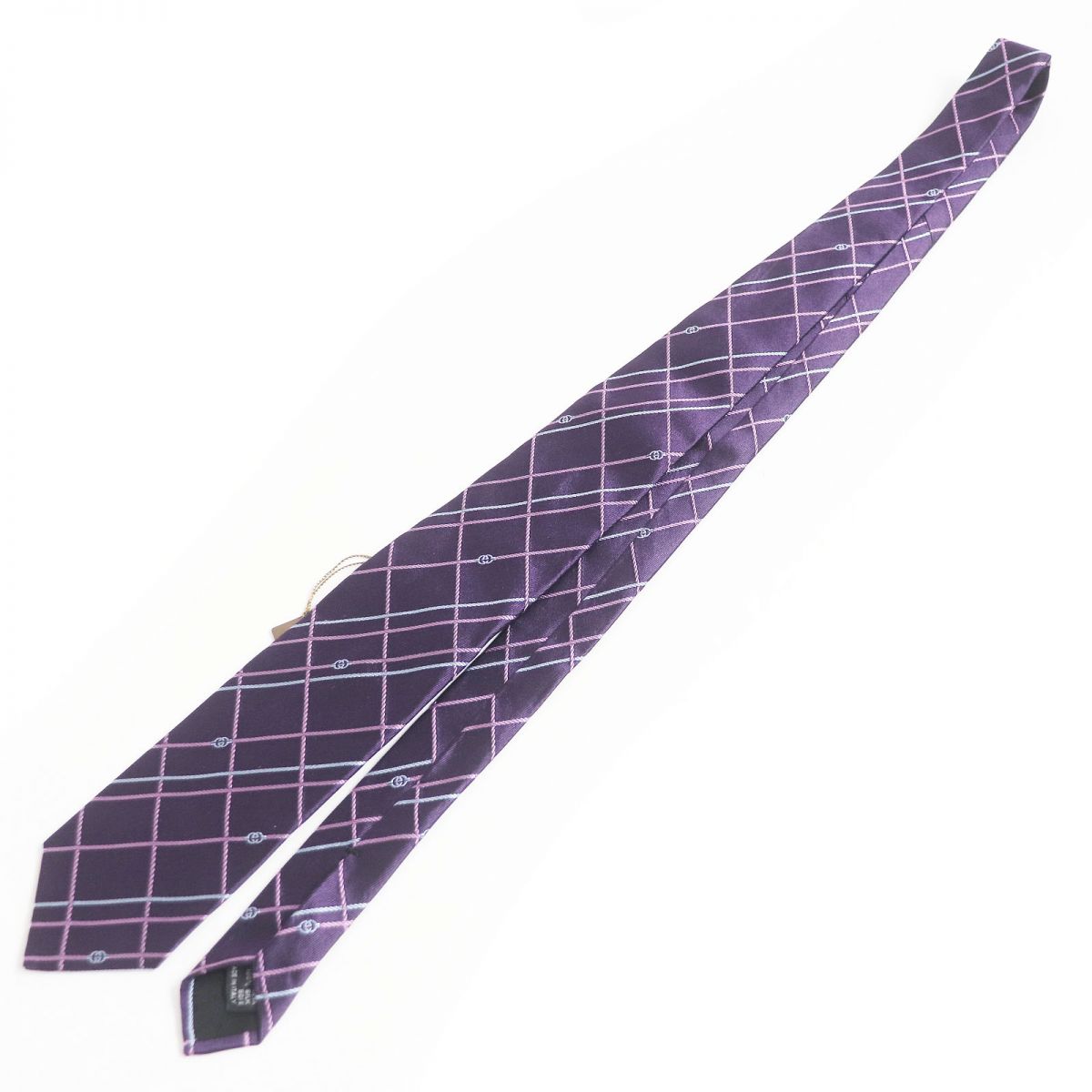 Gucci Silk Check Interlocking G Tie Purple