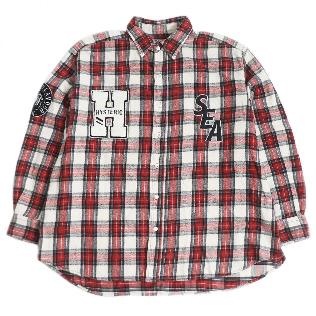 Hysteric Glamour Check Logo Patch Flannel Shirt Red L