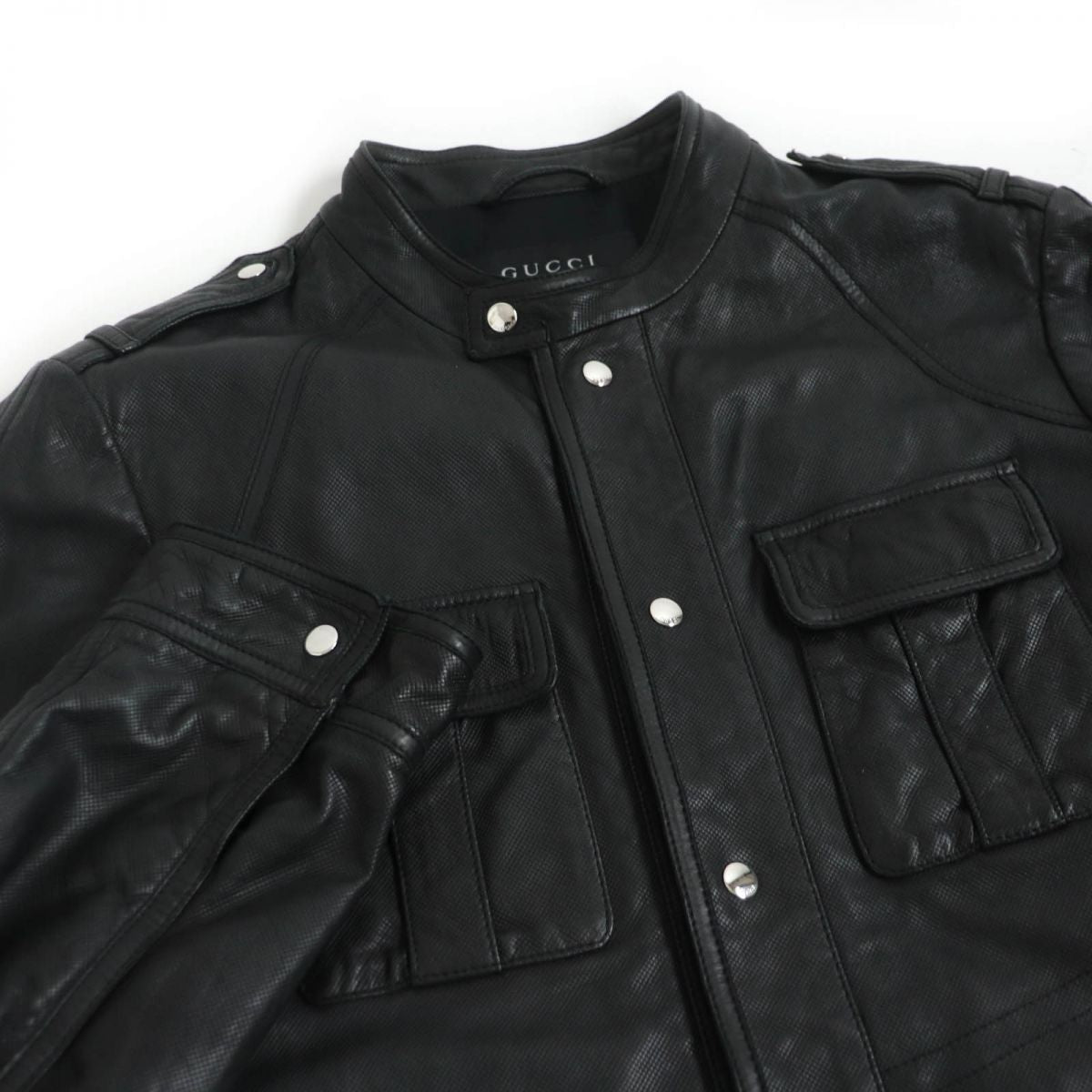 Gucci Leather Jacket Black Size 46