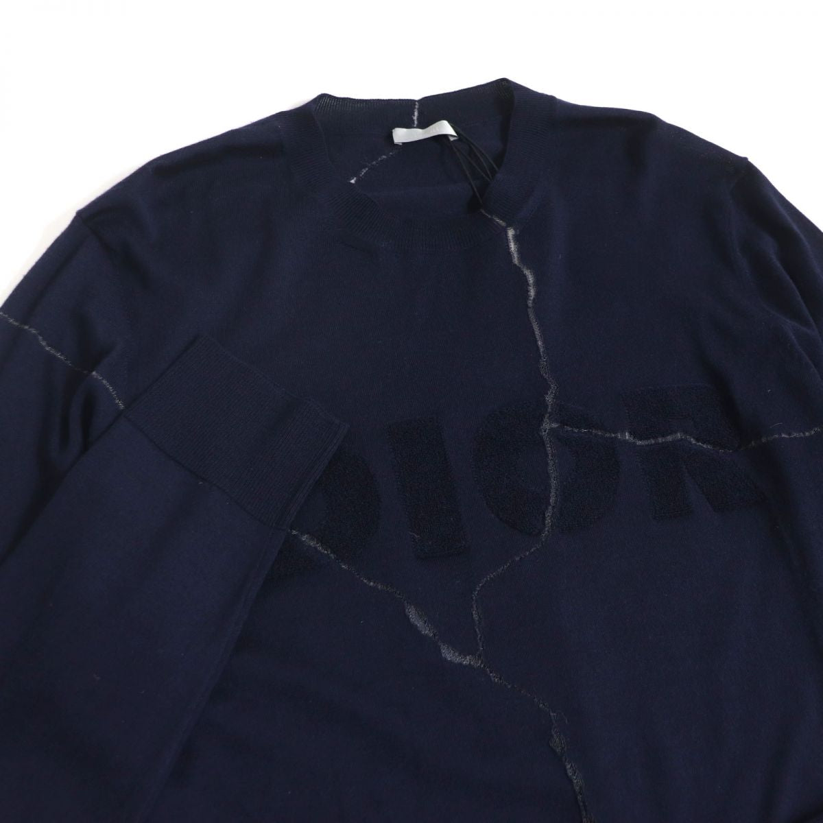 Dior Homme Crack Embroidery Logo Knit Sweater, Navy, L