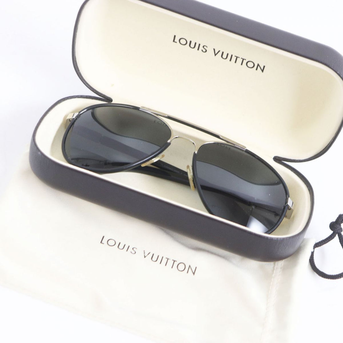 Louis Vuitton Damier Leather Sunglasses Black