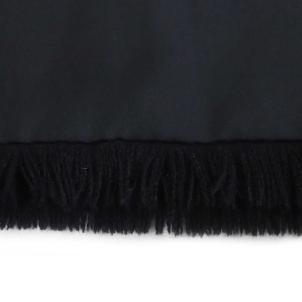 Hermes Silk Angora Fringe Scarf Shawl Black Gold