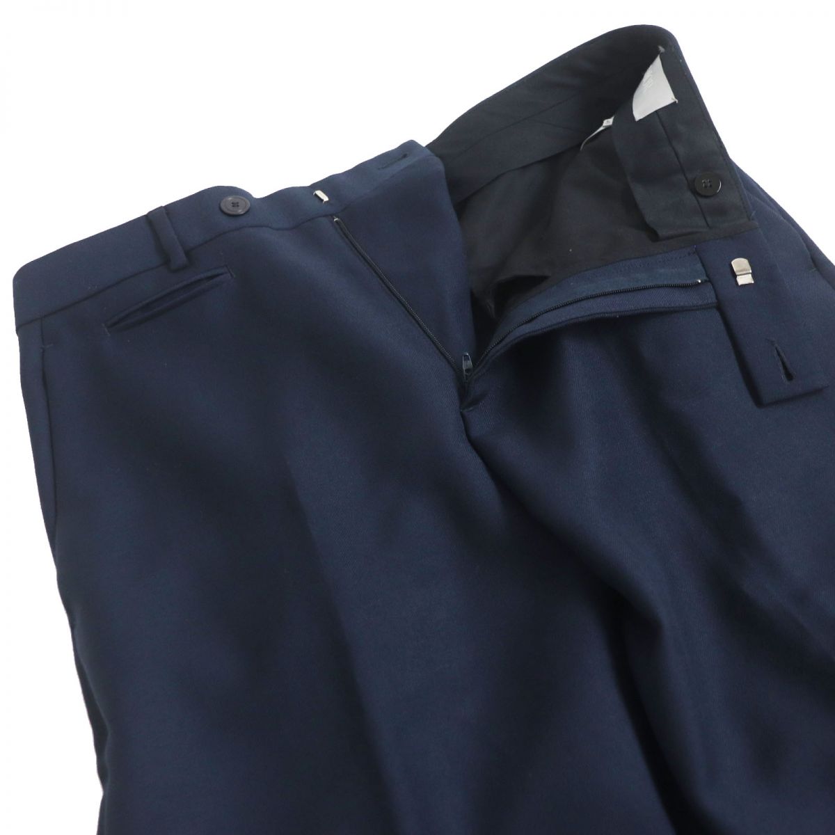 Dior Wool Mohair Single Slacks Trousers Navy