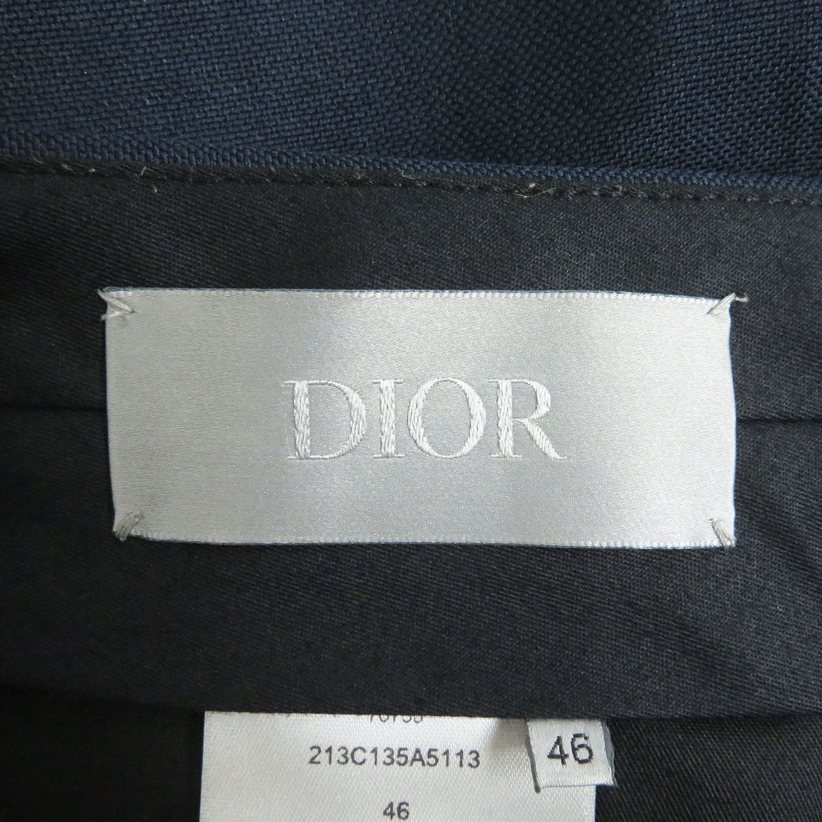 Dior Wool Mohair Single Slacks Trousers Navy