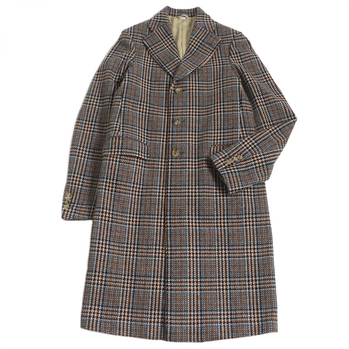 GUCCI Glen Check Logo Wool Coat Grey Size 44