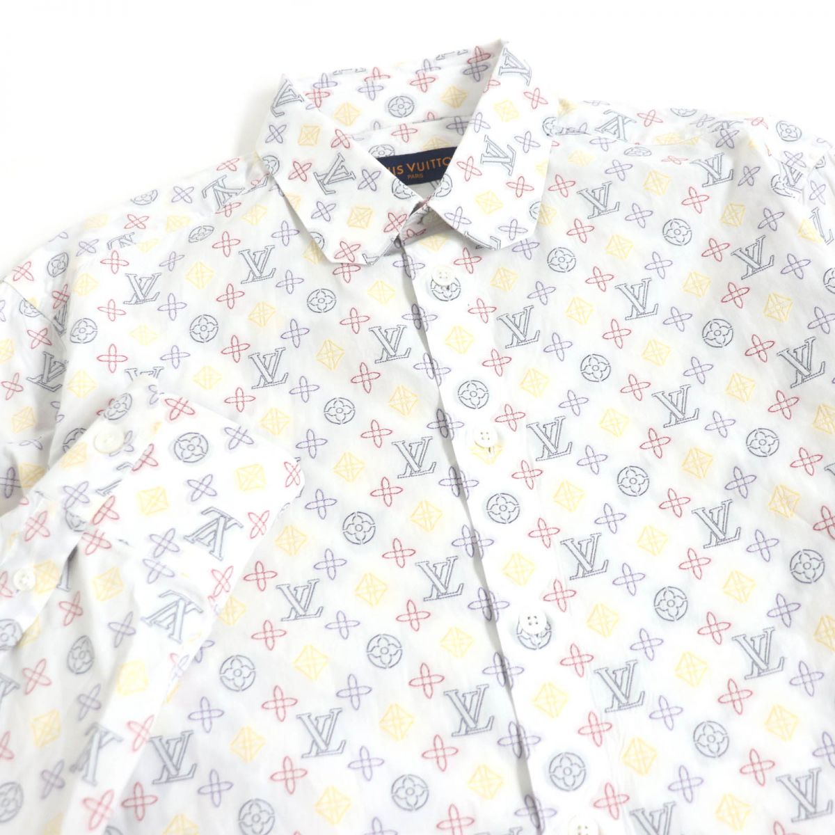 Louis Vuitton Monogram Embroidered Cotton Shirt S