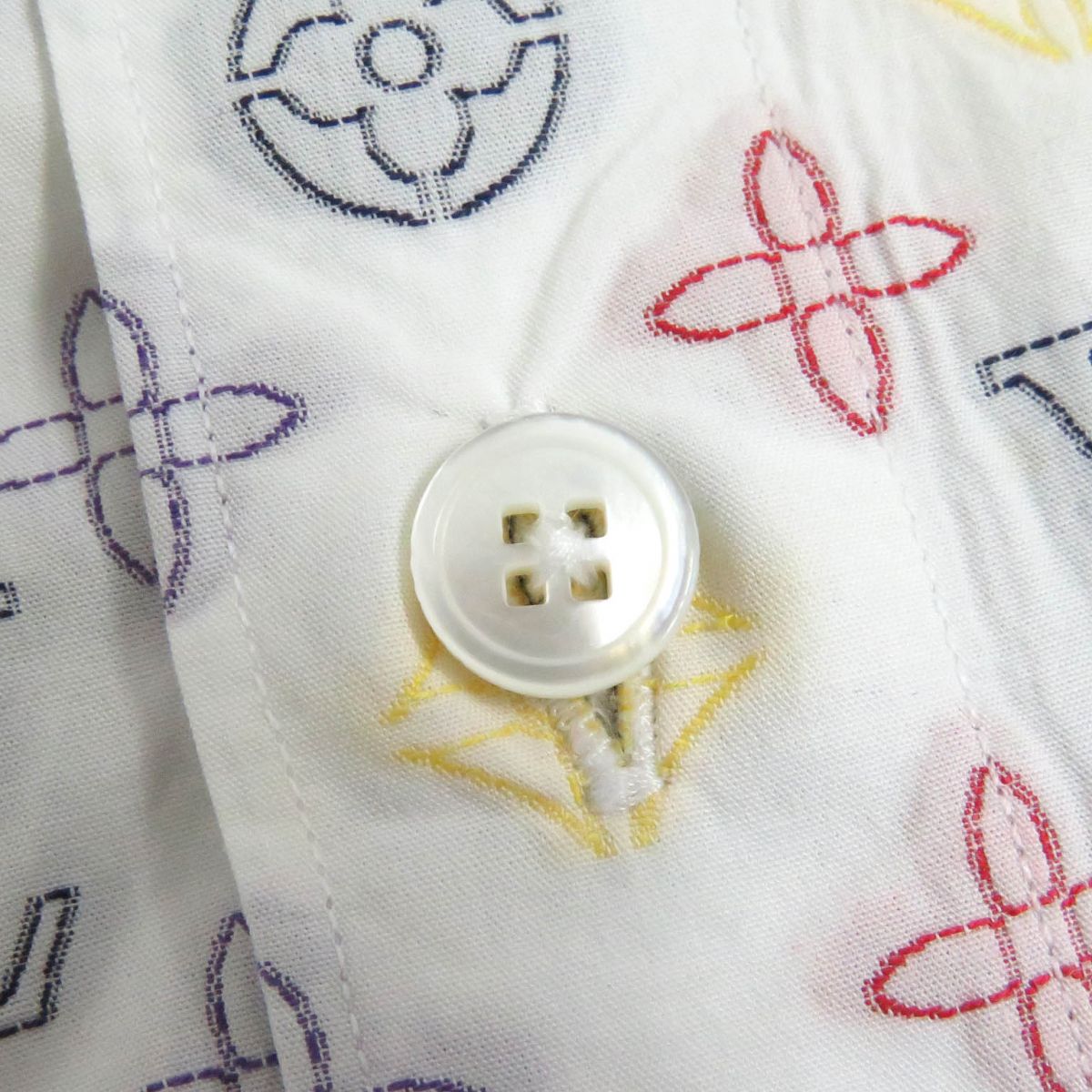 Louis Vuitton Monogram Embroidered Cotton Shirt S