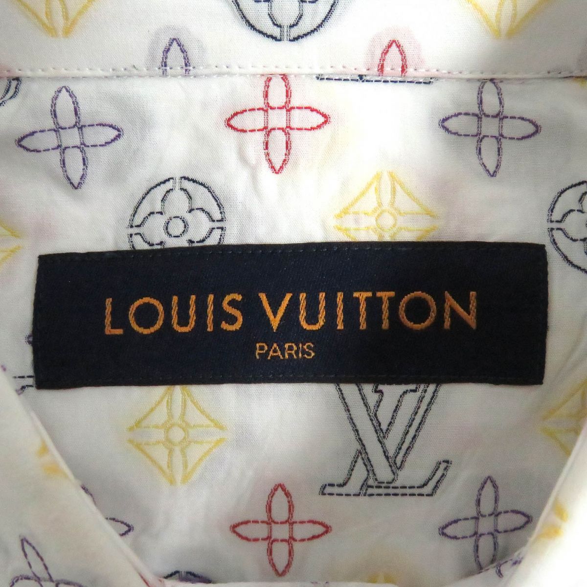 Louis Vuitton Monogram Embroidered Cotton Shirt S