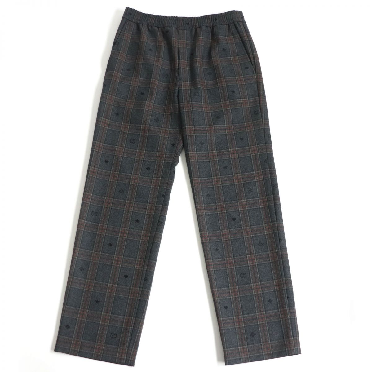 Gucci Wool Check Pants Gray 44