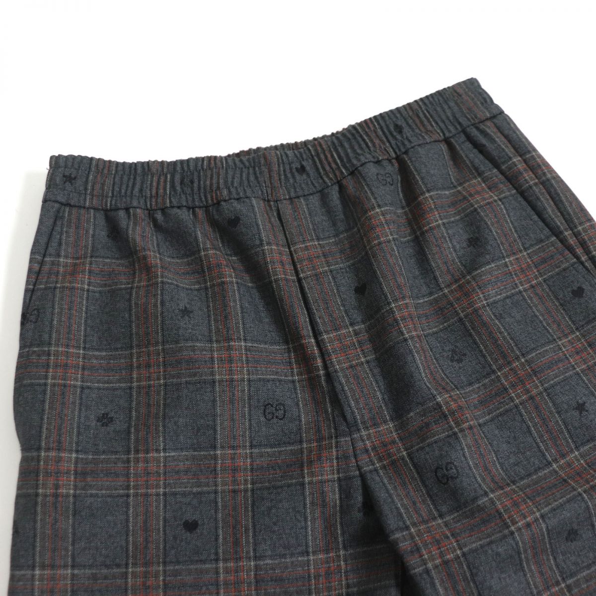 Gucci Wool Check Pants Gray 44