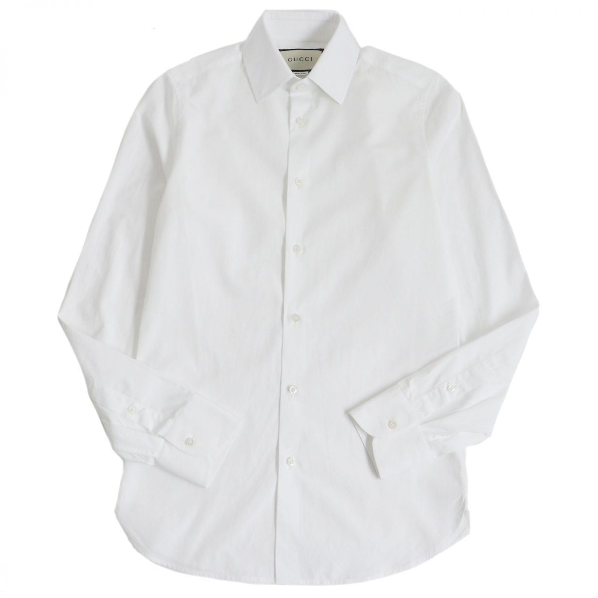 Gucci Logo Button Cotton Poplin Shirt White