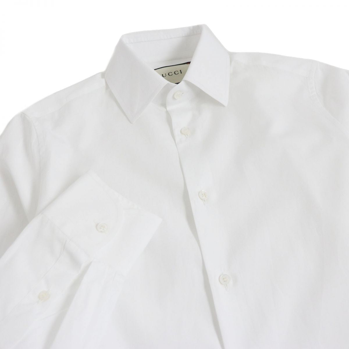 Gucci Logo Button Cotton Poplin Shirt White