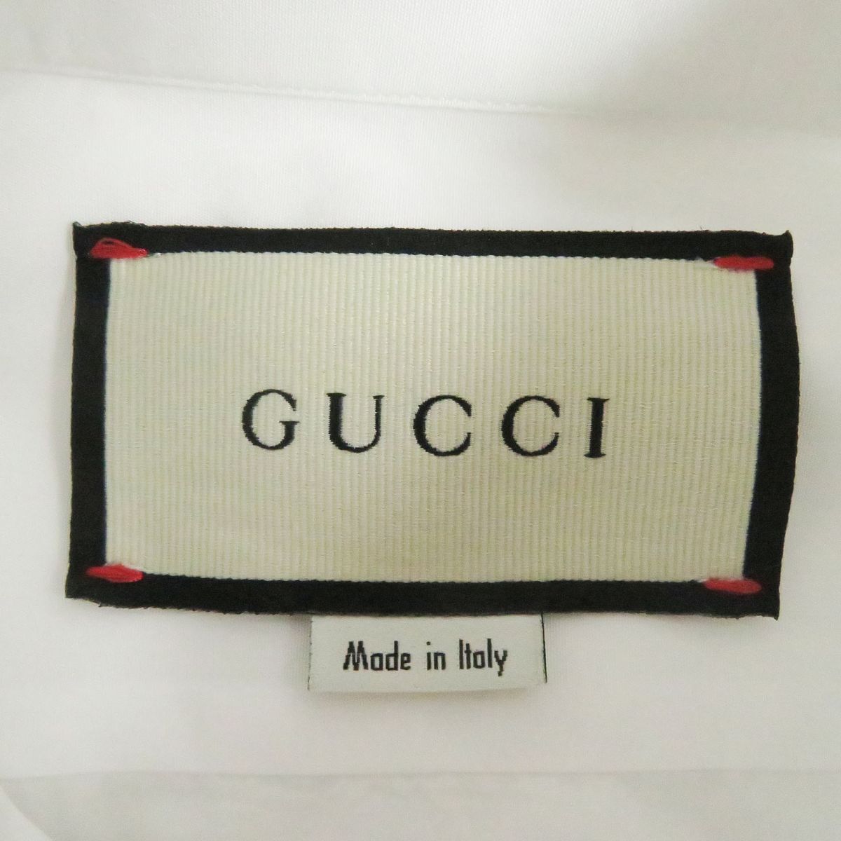 Gucci Logo Button Cotton Poplin Shirt White