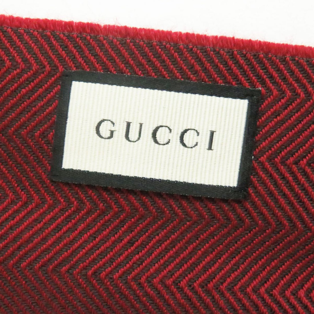 Gucci Wool Herringbone Stripe Logo Scarf