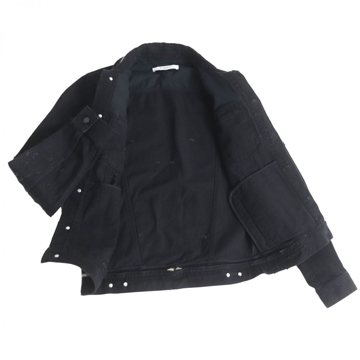 Givenchy XS Destroyed Layered Zip Denim Jacket