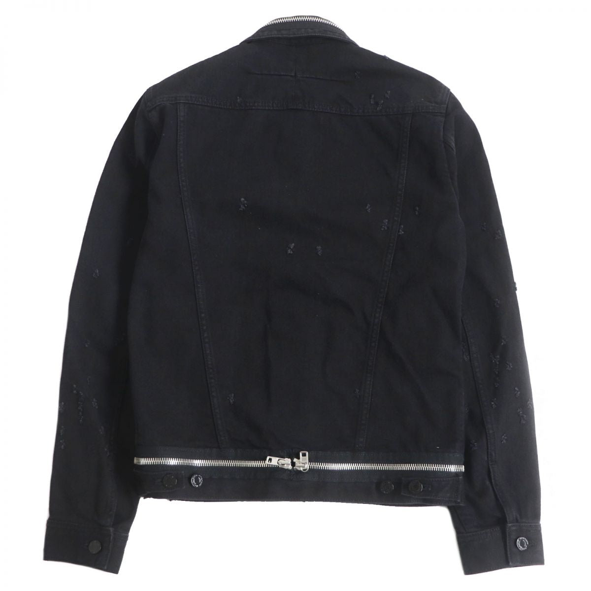 Givenchy XS Destroyed Layered Zip Denim Jacket