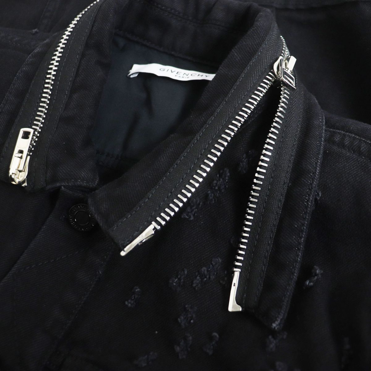 Givenchy XS Destroyed Layered Zip Denim Jacket